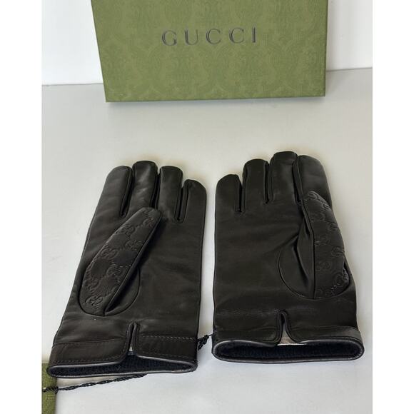 Gucci GG Women's Nappa Leather Gloves Black Size 10 Made in Italy 434211 NWT - Picture 7 of 15